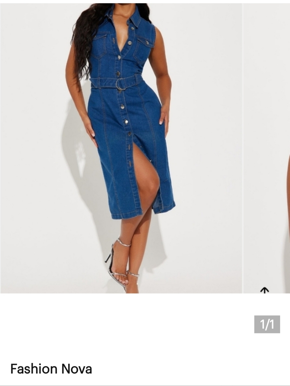 Fashion Nova Jacqueline Blue Denim Midi Button-Front Dress Size 3x NWOT